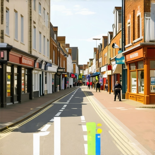Norfolk street with businesses and Google Maps interface