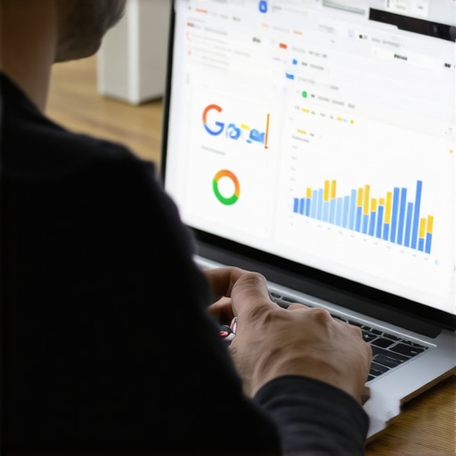 A person reviewing Google Maps analytics on a laptop to maintain local SEO rankings.