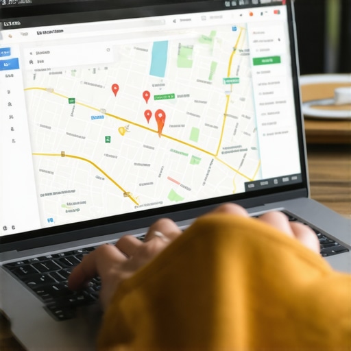 Person analyzing local SEO data on a laptop with Norfolk map and analytics tools.