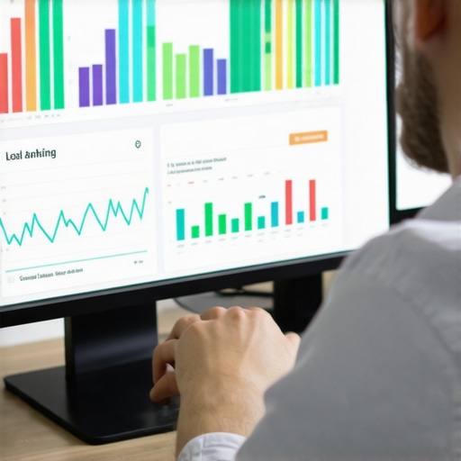 Using SEO Tools for Local Rankings A person analyzing local SEO data and rankings on a computer for Norfolk business optimization.