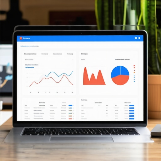 Digital SEO Tools Workspace A workspace featuring SEO analytics charts on a laptop screen, indicating local SEO management.