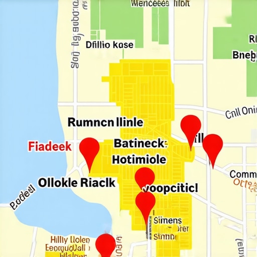 Illustration of Norfolk map showing local business locations and Google Maps interface