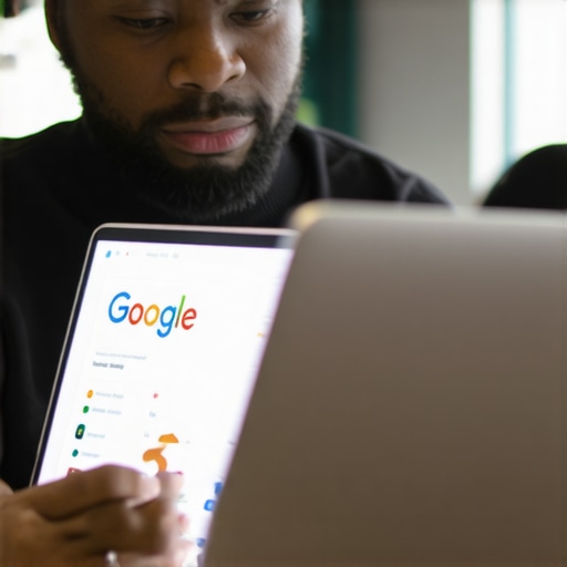 Business owner editing GMB listing with Norfolk scenery in the background