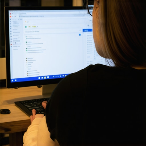 A professional updating a Google My Business profile on a desktop computer in Norfolk