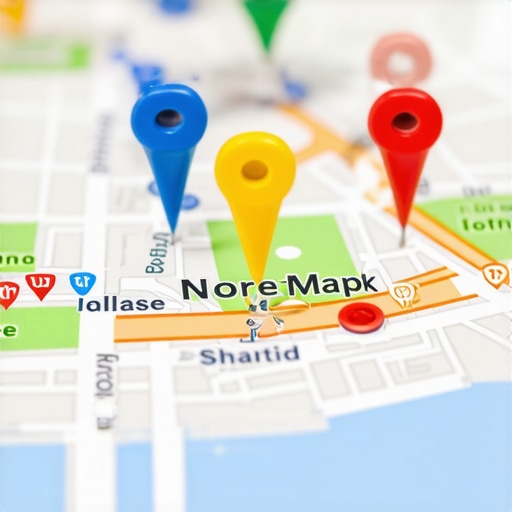 Digital map highlighting Norfolk businesses with Google Maps pins.