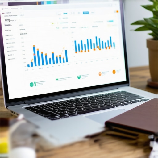 SEO Tools Workspace for Norfolk Business Open laptop with SEO analytics and tools on screen, surrounded by notes and digital marketing materials.