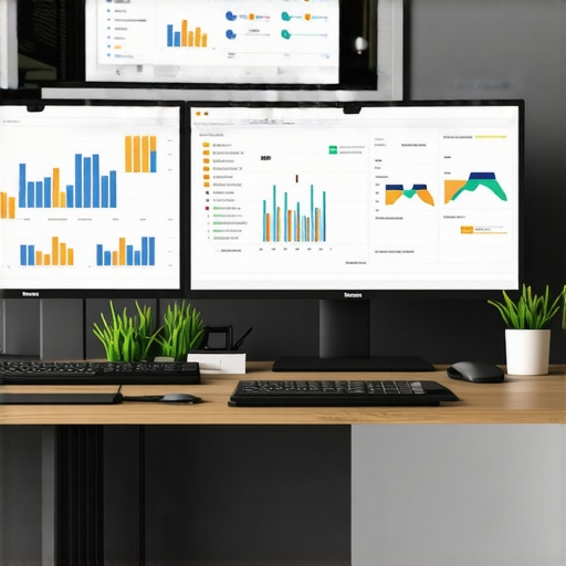 Workstation with SEO analytics and citation management dashboards.