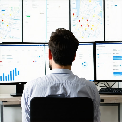 Analyzing Norfolk Local SEO Data Professional analyzing local SEO performance on screens in Norfolk