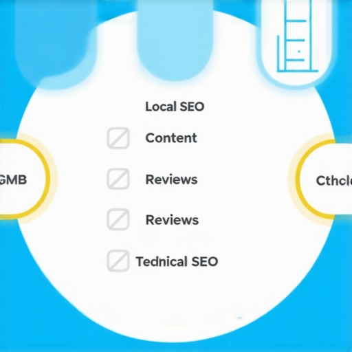 Diagram showing steps to audit and improve local SEO for Norfolk businesses.