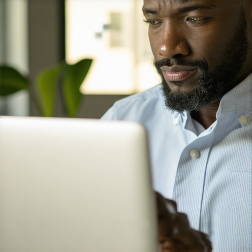 Virginia business owner working on Google My Business profile on a laptop